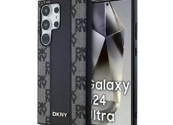 DKNY Leather Checkered Mono Pattern MagSafe - Etui Samsung Galaxy S24 Ultra (czarny)