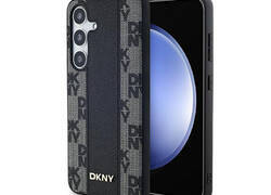 DKNY Leather Checkered Mono Pattern MagSafe - Etui Samsung Galaxy S24+ (czarny)