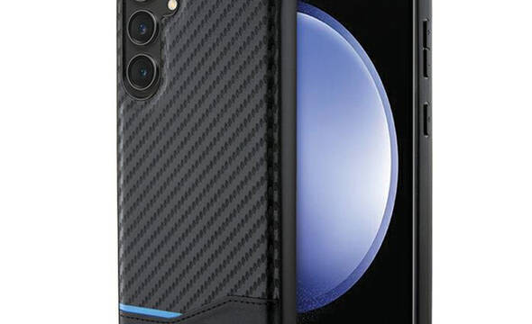 BMW Leather Carbon Blue Line - Etui Samsung Galaxy S24+ (czarny) - zdjęcie 1