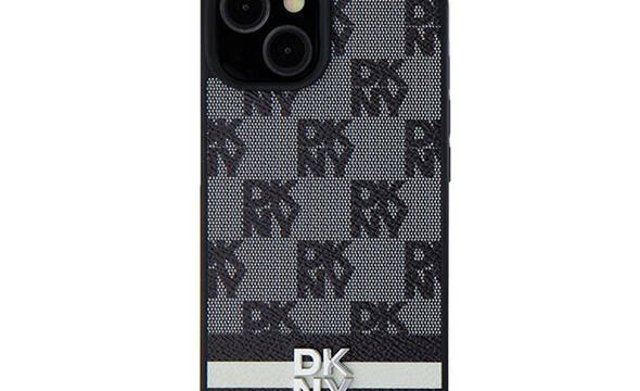 DKNY Leather Checkered Mono Pattern & Printed Stripes - Etui Samsung Galaxy S24 Ultra (czarny) - zdjęcie 1