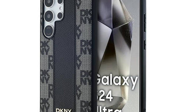 DKNY Leather Checkered Mono Pattern MagSafe - Etui Samsung Galaxy S24 Ultra (czarny) - zdjęcie 1