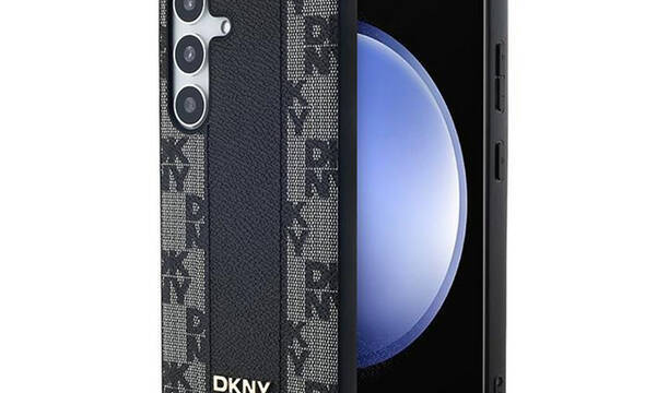 DKNY Leather Checkered Mono Pattern MagSafe - Etui Samsung Galaxy S24+ (czarny) - zdjęcie 1